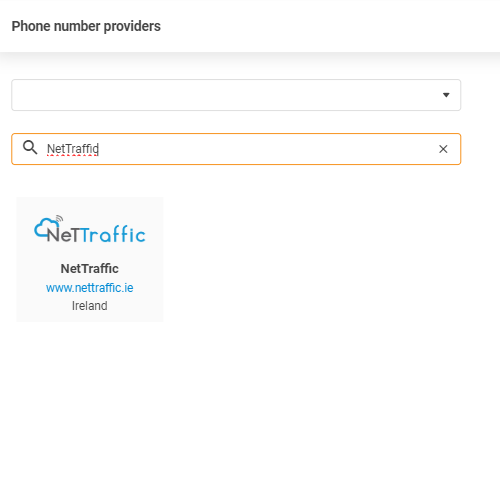 Selectarea furnizorului NetTraffic în LiveAgent