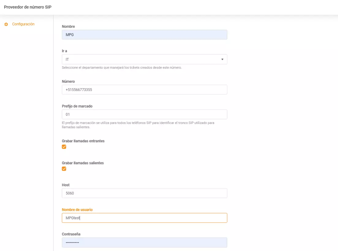 Inserare acreditări PortalPBX