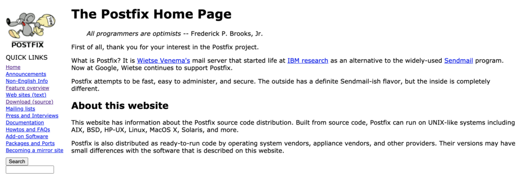 Website-ul Postfix cu explicații despre Postfix