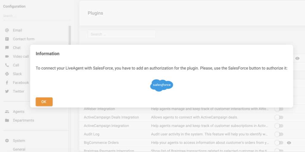 Salesforce integration login
