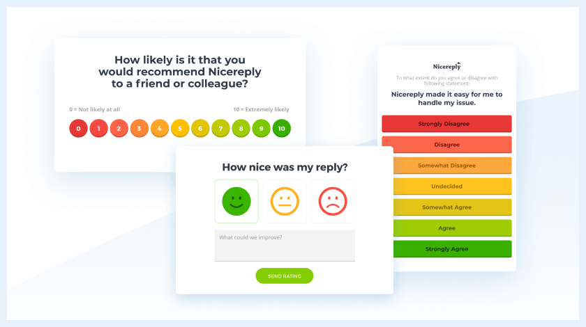 Opțiuni de personalizare a sondajelor Nicereply
