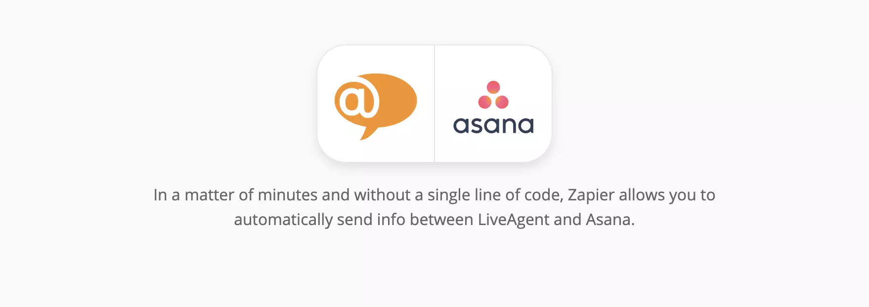 Pagina de integrare LiveAgent și Asana pe Zapier