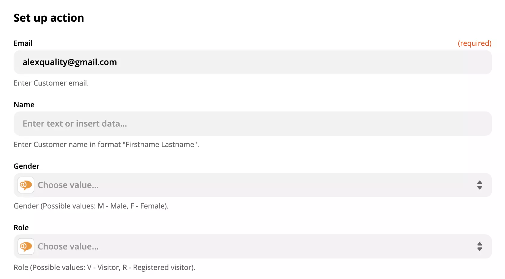 Configurare acțiune LiveAgent pe Zapier