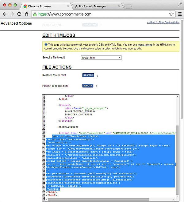 Integrare CoreCommerce LiveAgent