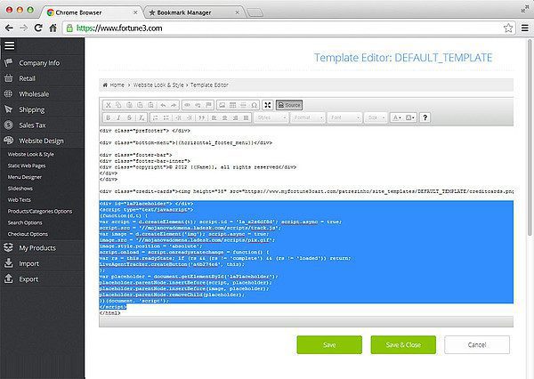Configurarea integrării LiveAgent Fortune 3