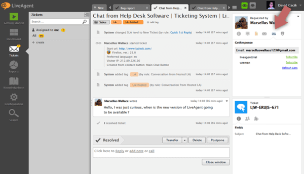 Integrarea GetResponse LiveAgent