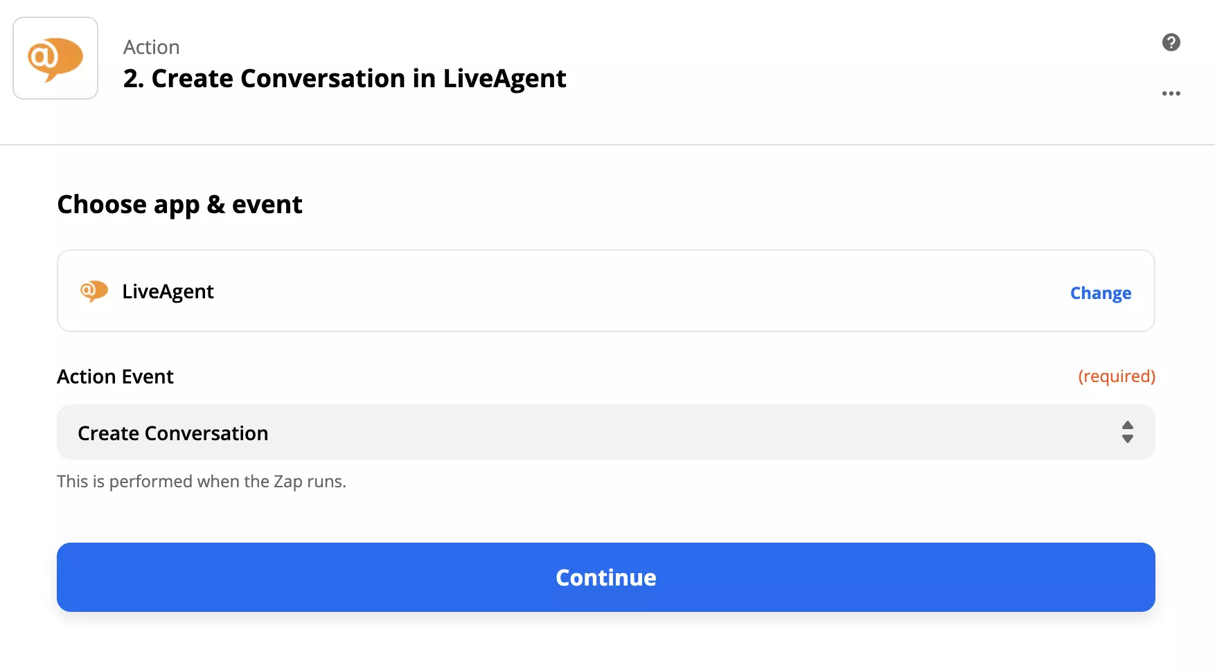 Configurare actiune LiveAgent in Zapier