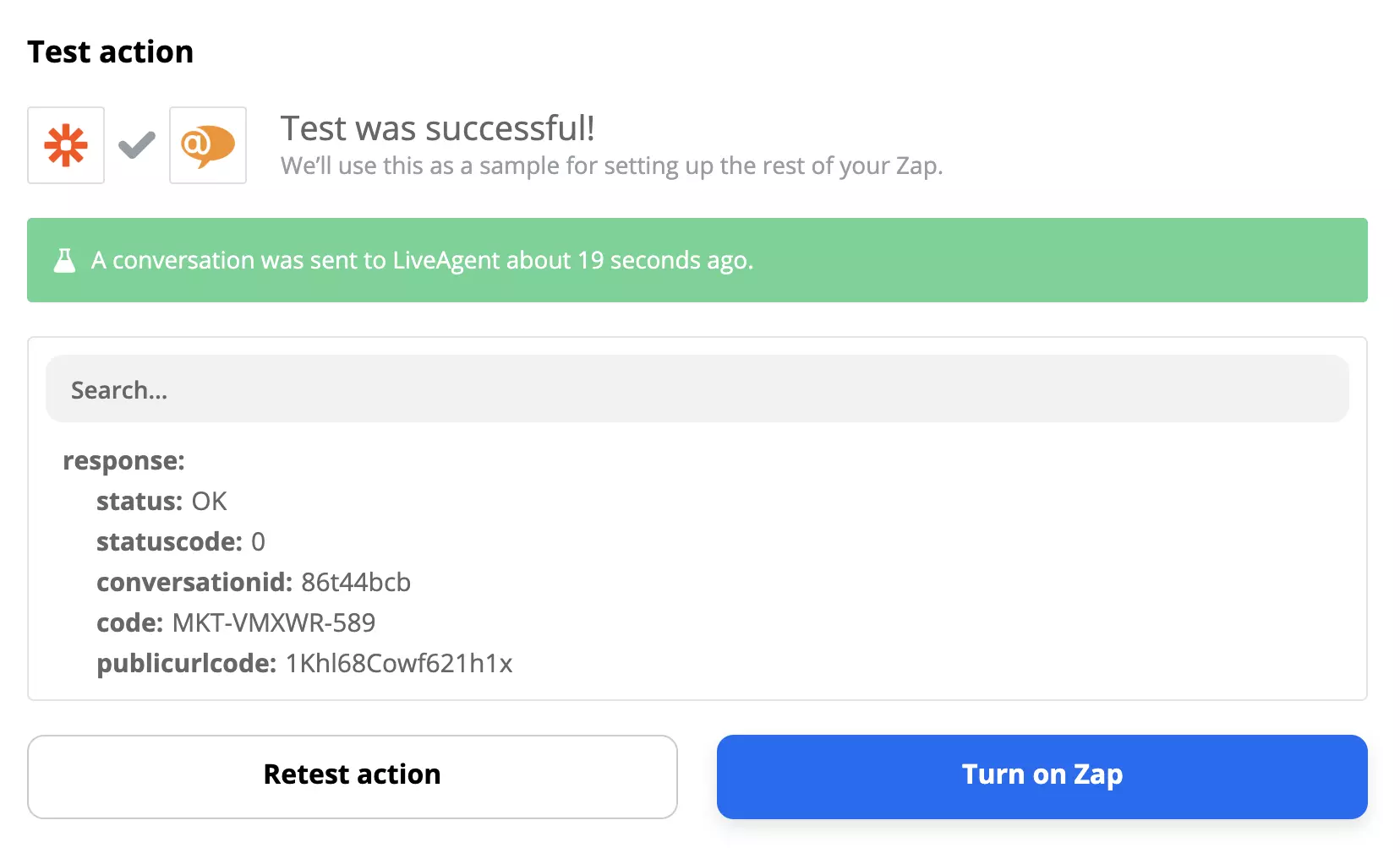 Exemplu de test reusit LiveAgent si Gmail