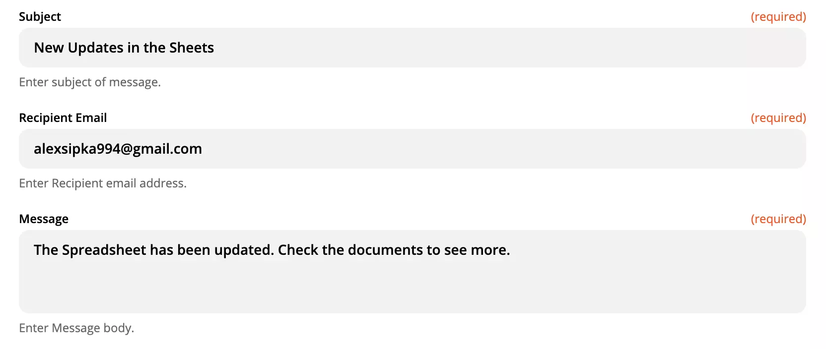Exemplu de configurare acțiune LiveAgent cu câmpuri completate