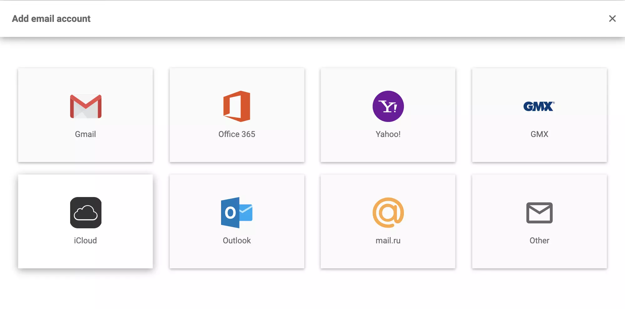 iCloud în setările de email LiveAgent