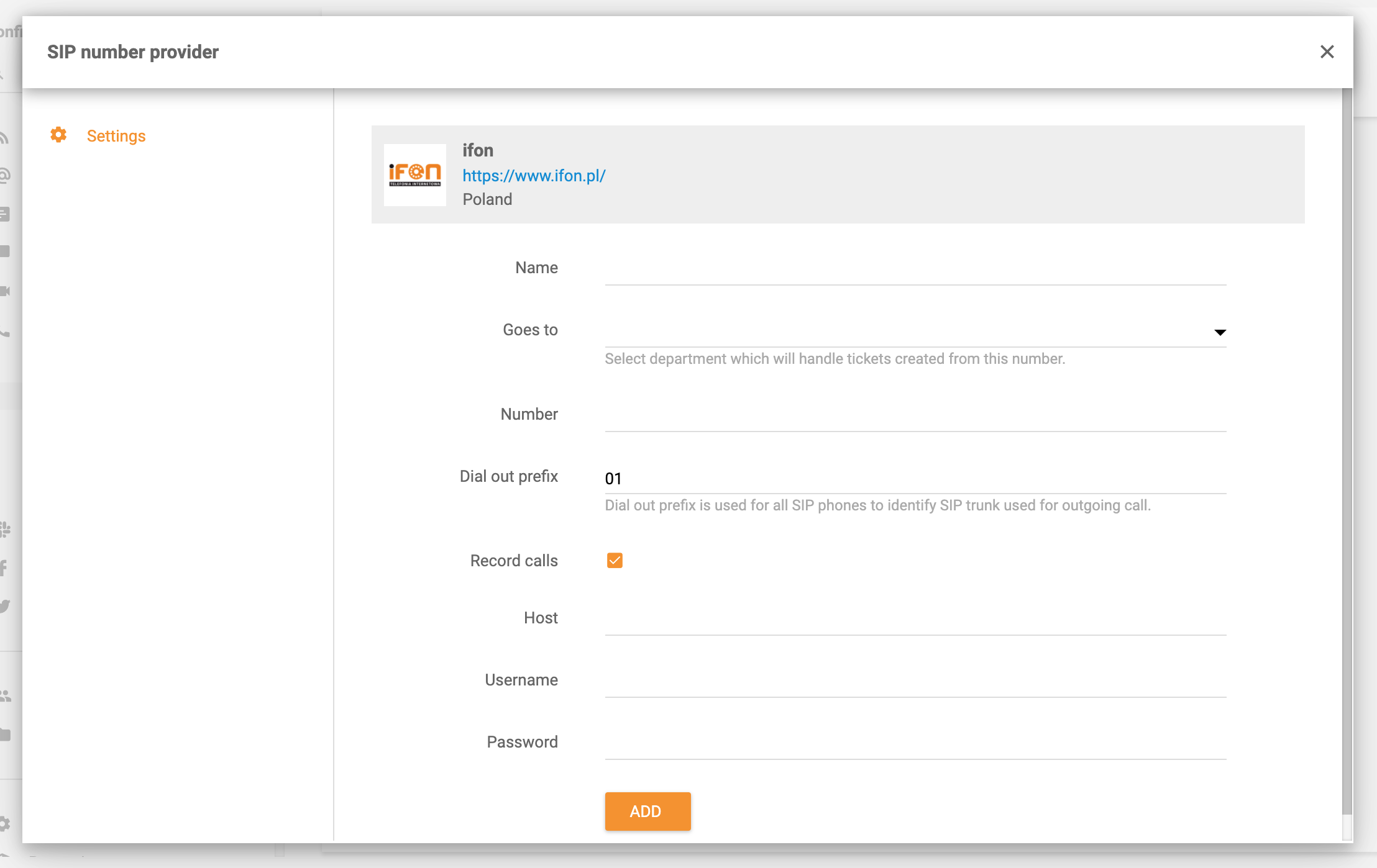 integrare iFON în LiveAgent