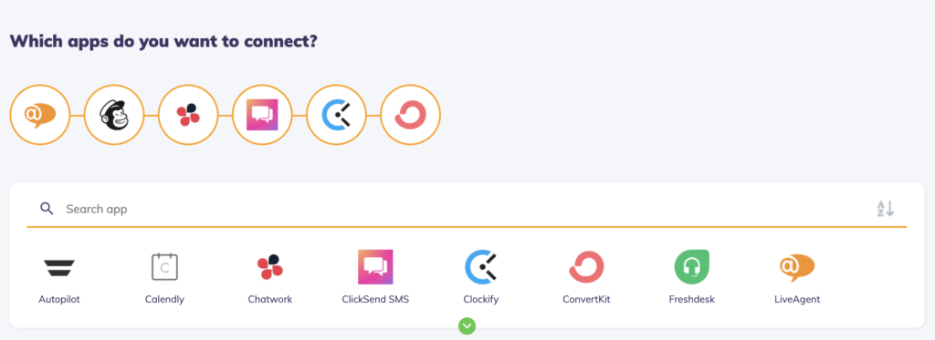O imagine care arată posibilități de conexiuni de aplicații cu Integrately