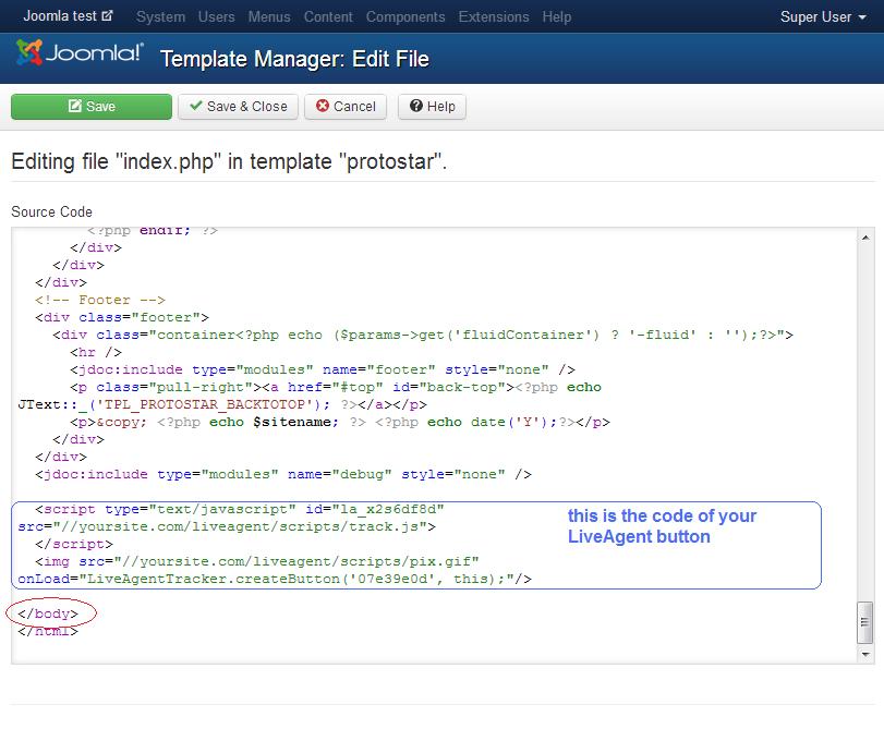 Editor șablon Joomla