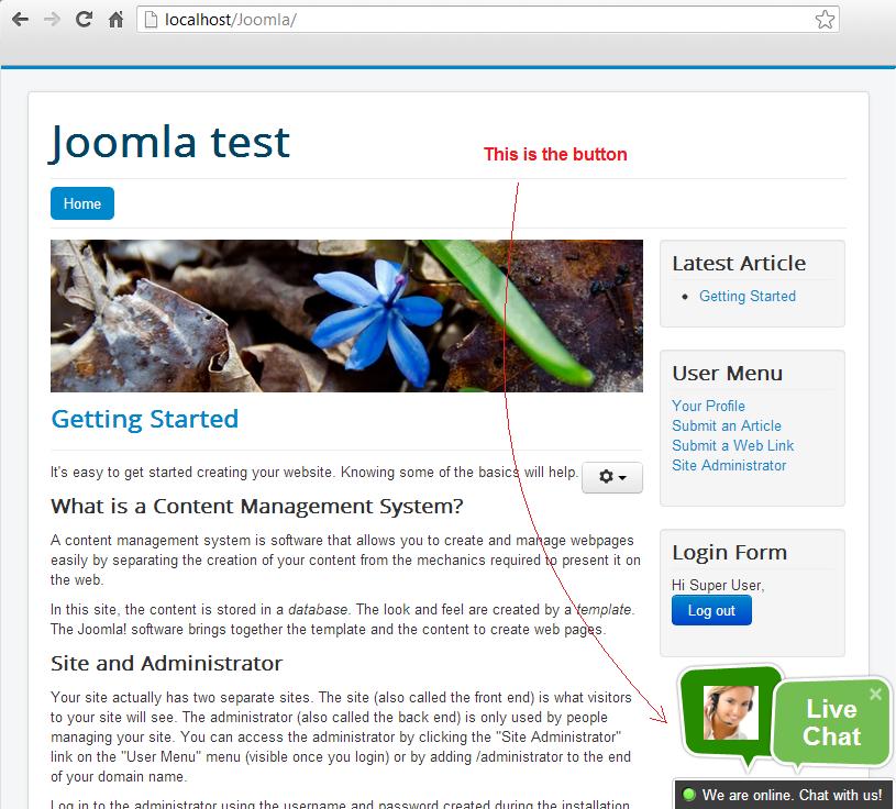 Afișare buton chat live Joomla