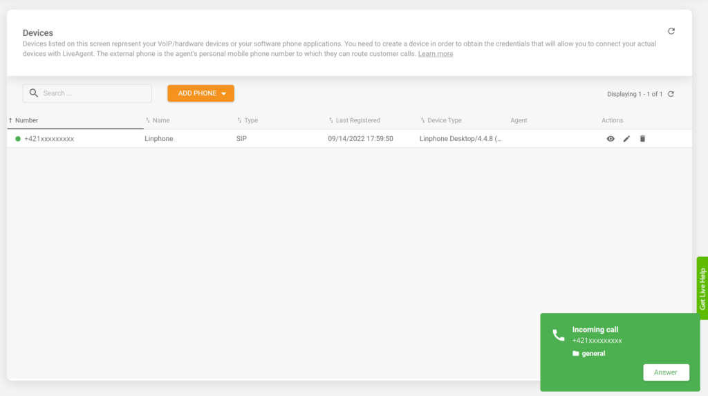 Integrare Linphone LiveAgent