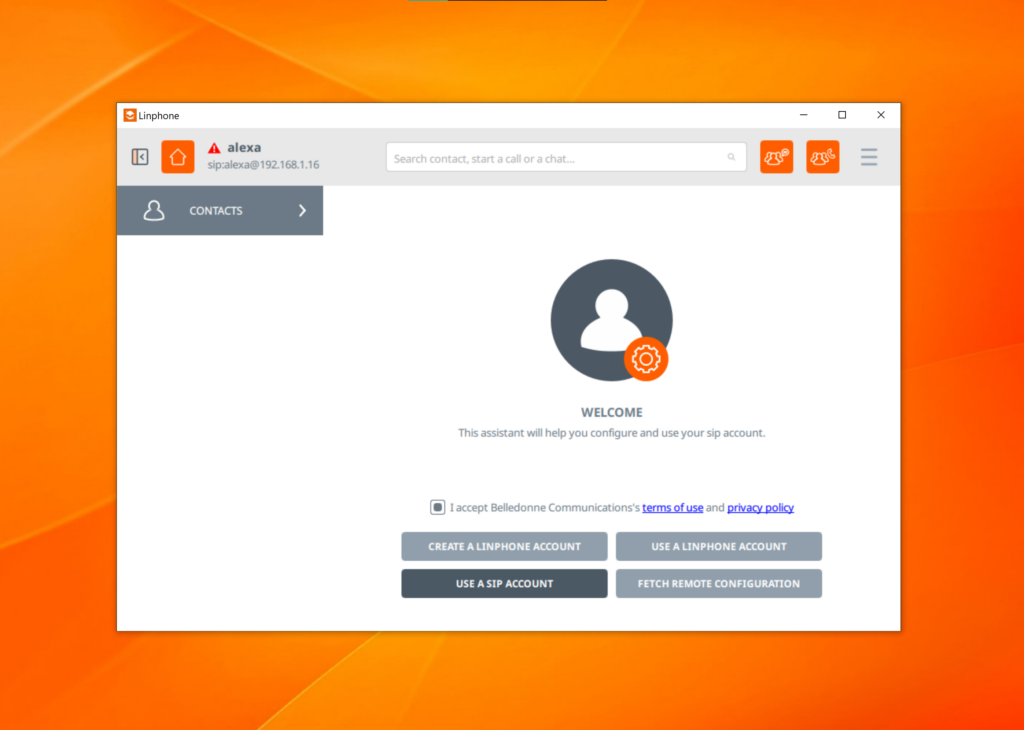 Configurația SIP Linphone