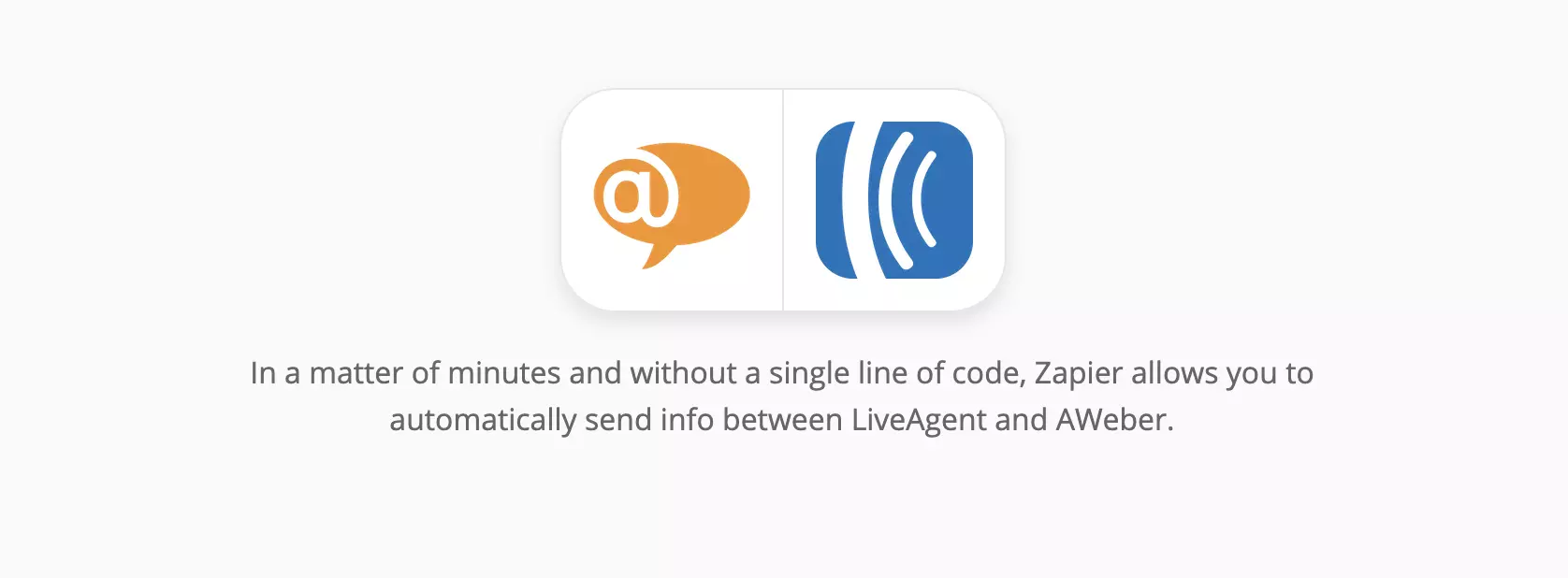 Pagina de integrări LiveAgent și AWeber pe Zapier