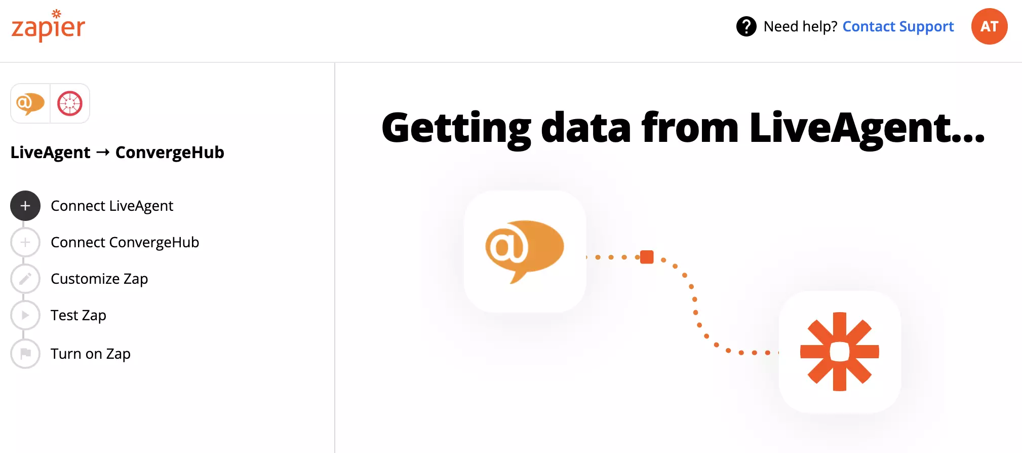Conectarea conturilor LiveAgent și ConvergeHub cu Zapier