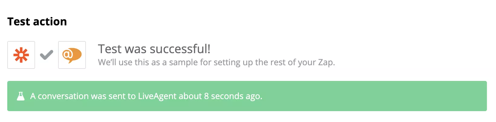 Test reușit al unei integrări Google Sheets și LiveAgent