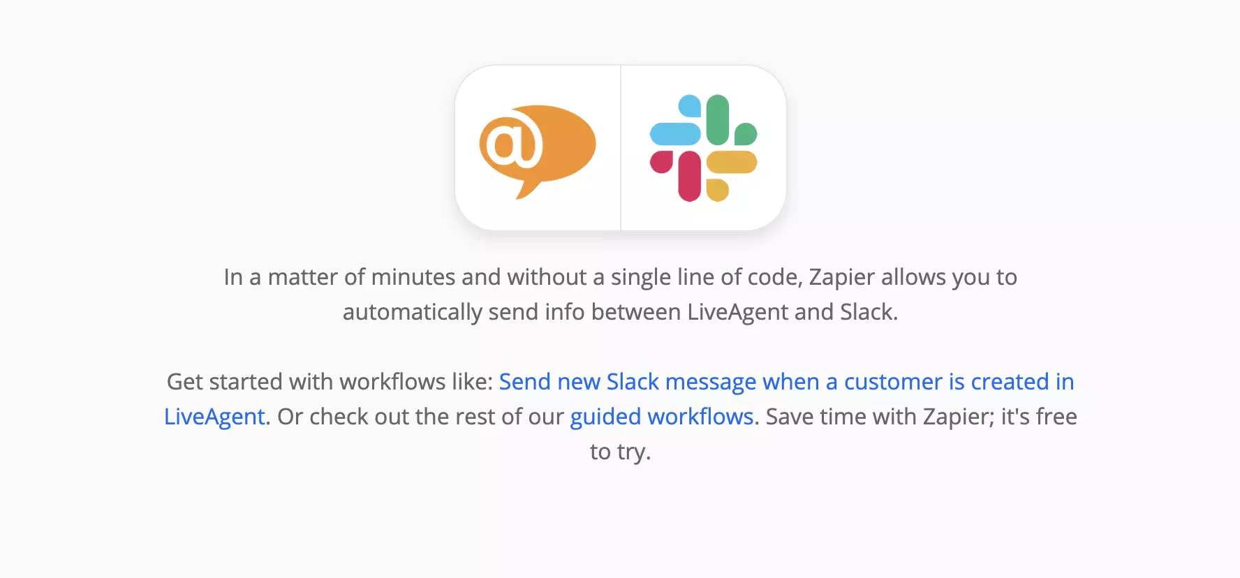 LiveAgent and Slack page on Zapier