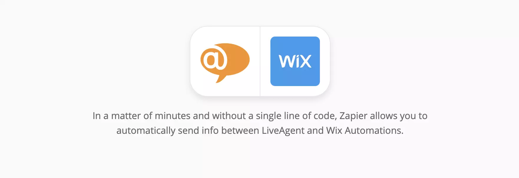 Pagina de integrare LiveAgent și Wix pe Zapier
