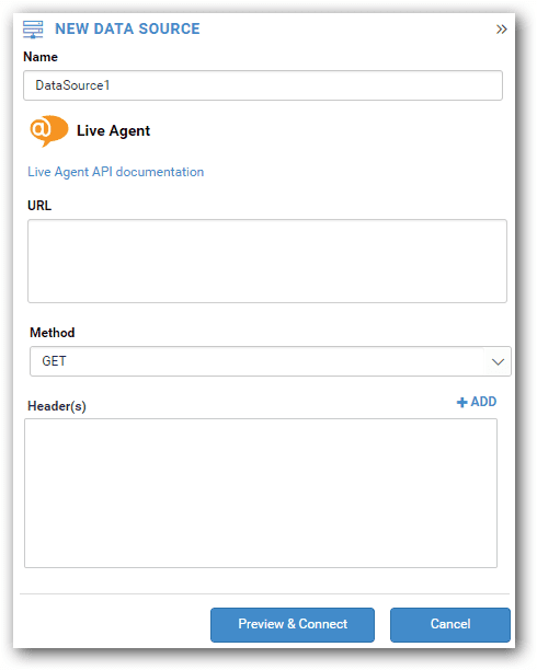 Fereastra de configurare Bold BI NEW DATA SOURCE
