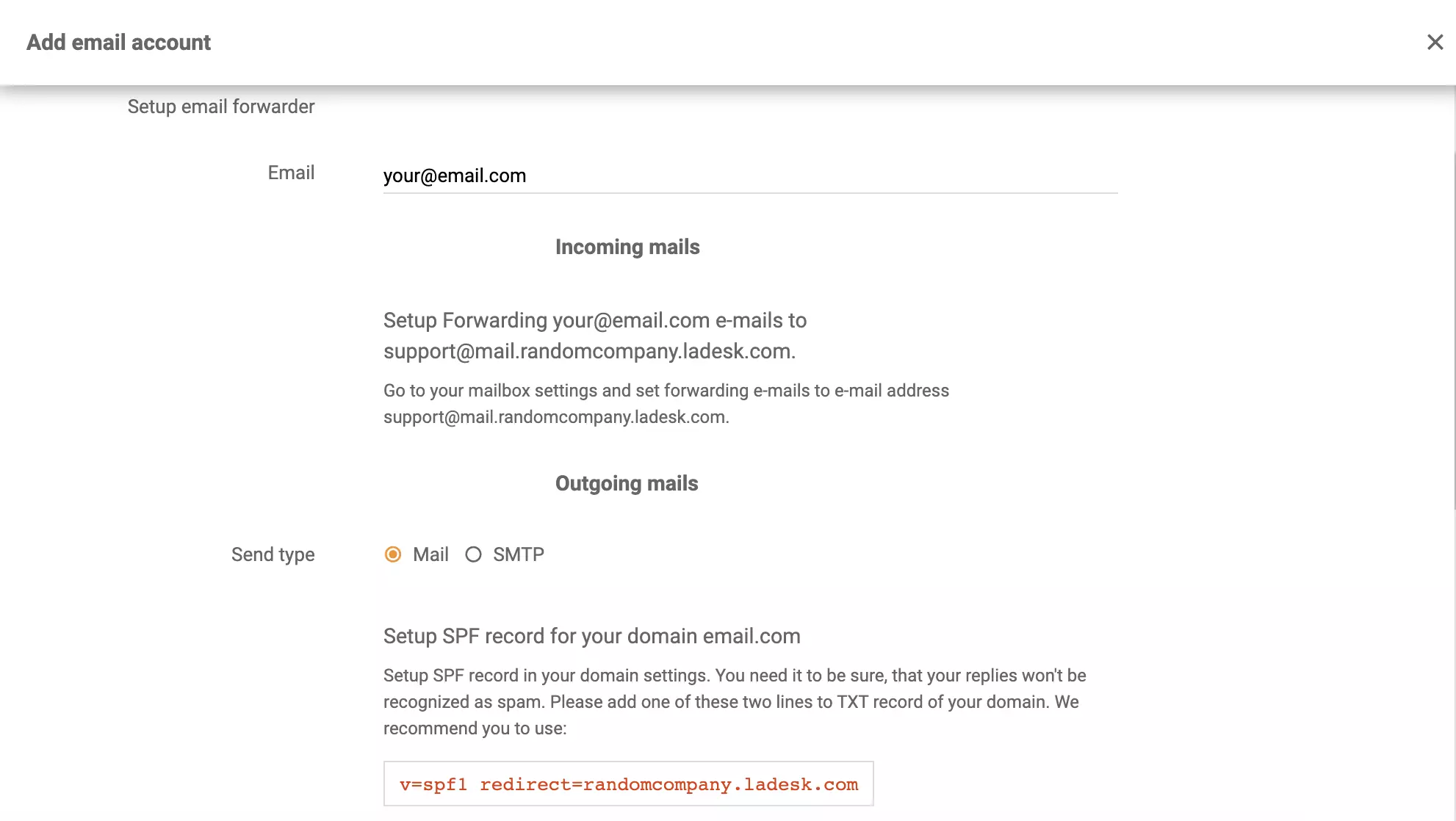 Configurarea forwarding-ului e-mailului Microsoft Exchange Server în LiveAgent