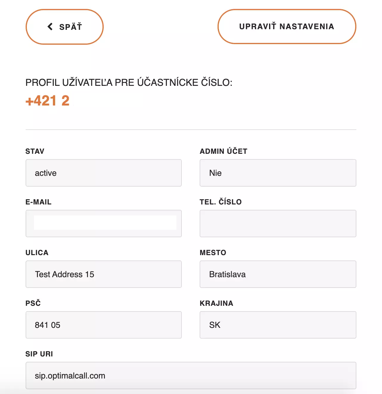 Informații profil Optimal Call