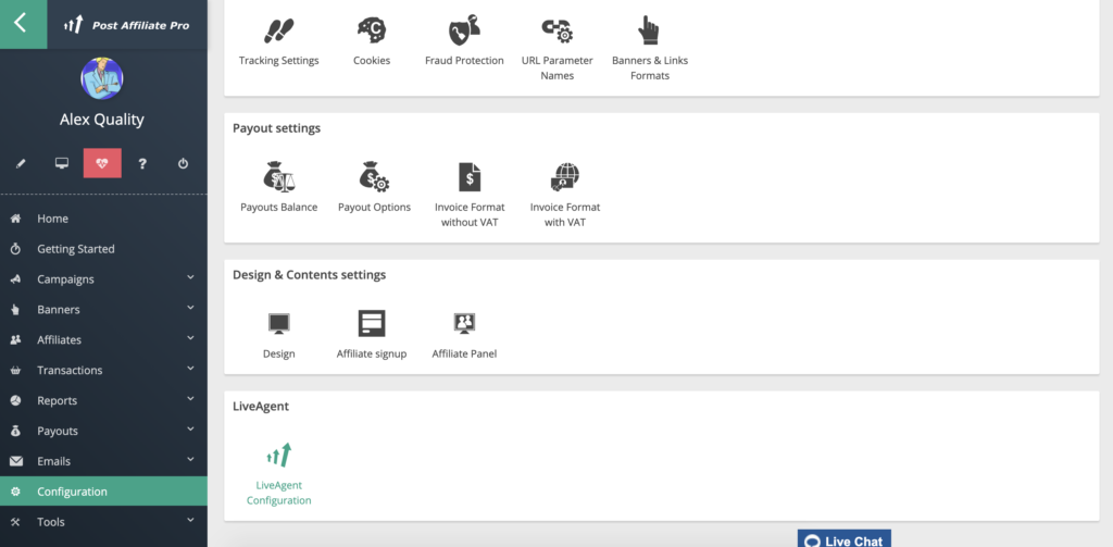 Configurare LiveAgent în Post Affiliate Pro