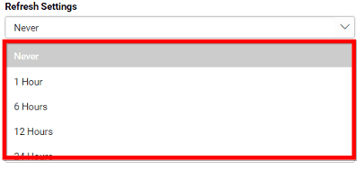 Setări de reîmprospătare Bold BI