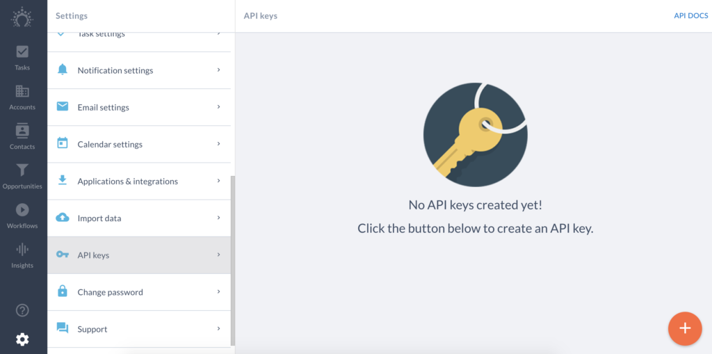 Chei API în configurarea Salesflare