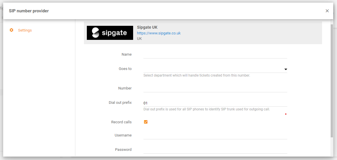 Integrare Sipgate în LiveAgent