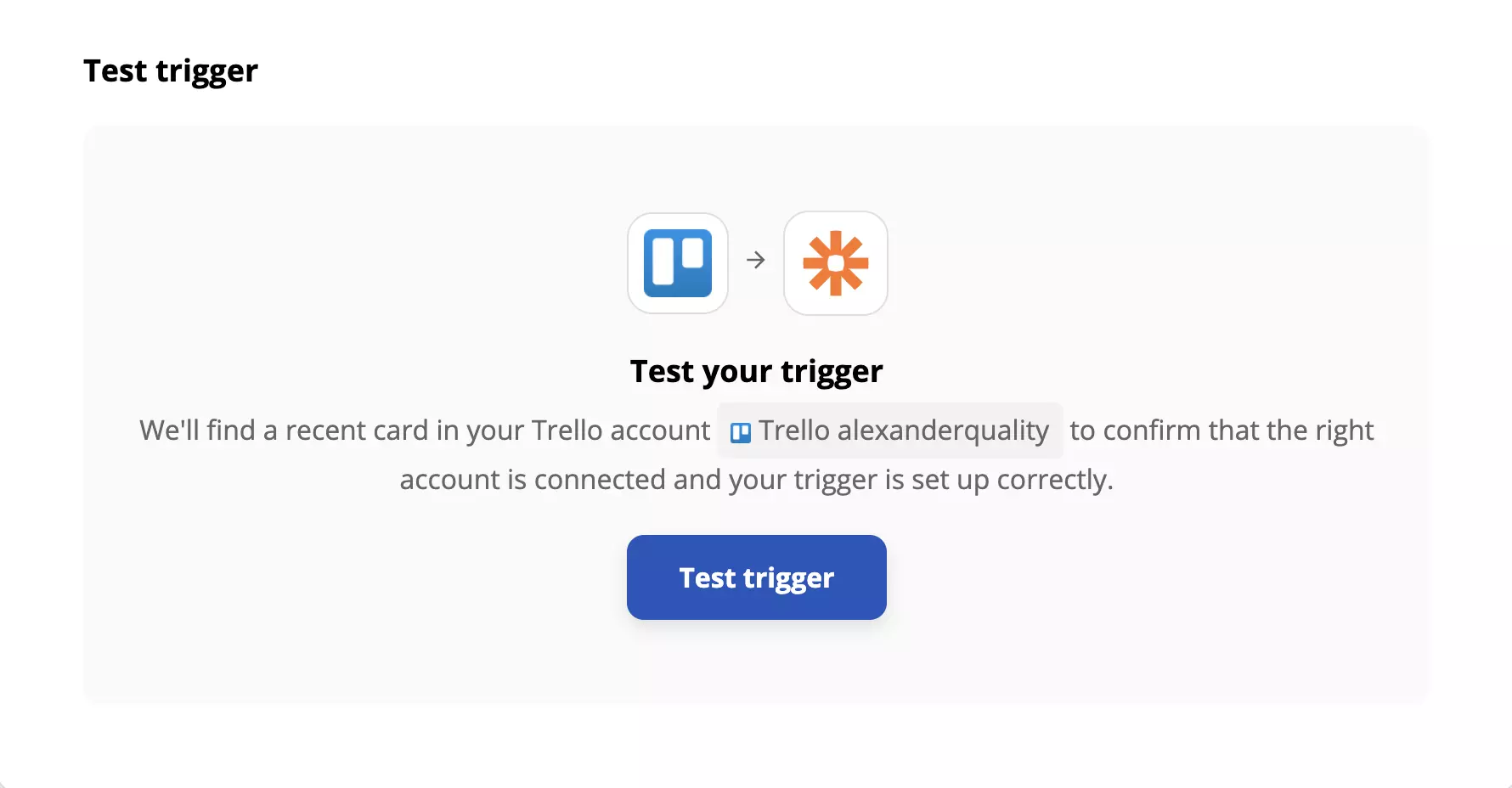 Test al unui declanșator Trello în Zapier