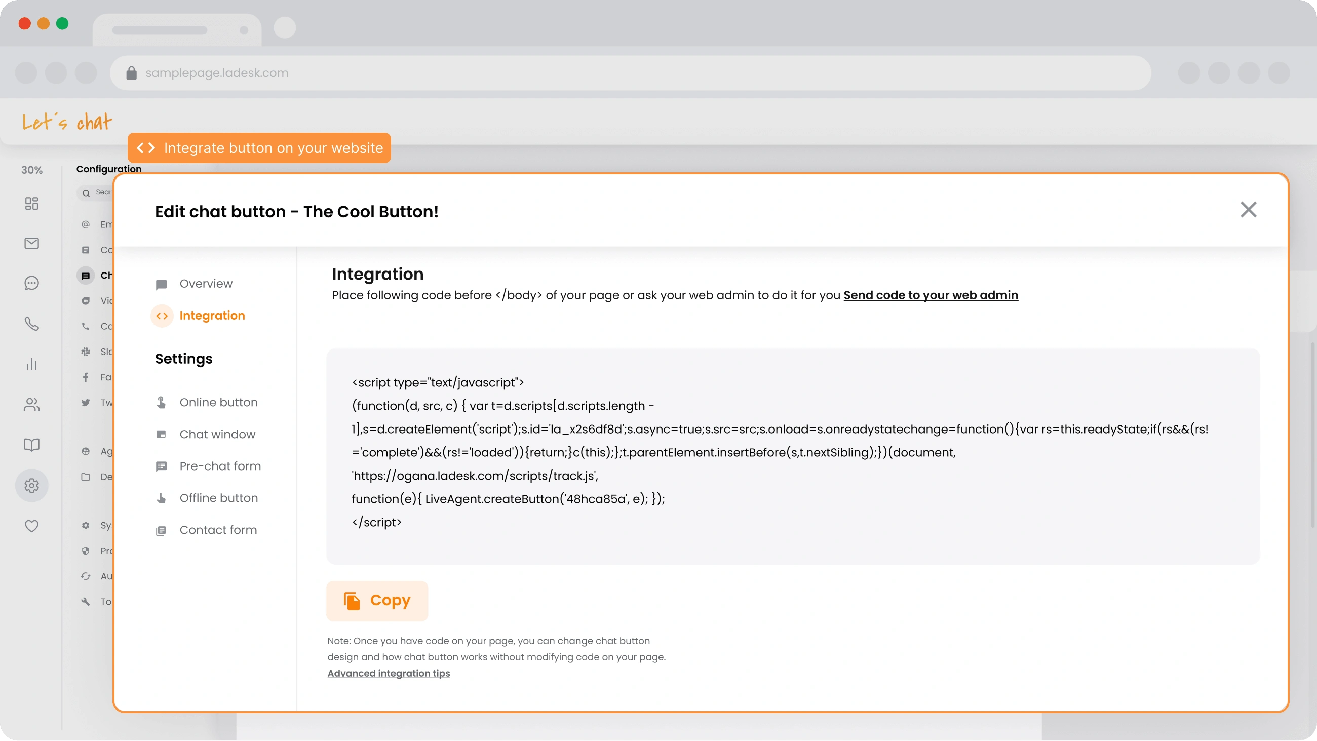 Integrarea în site-ul web