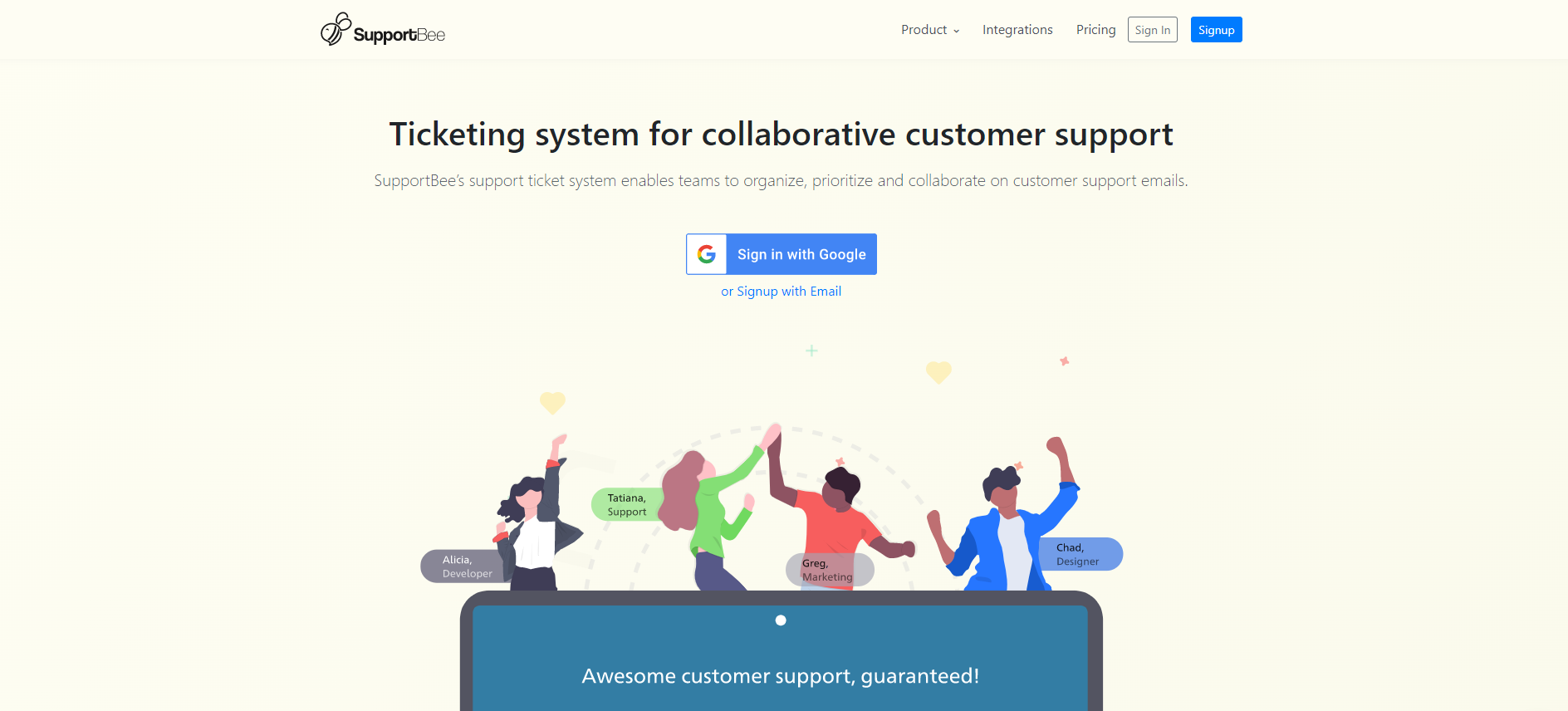 Pagina de pornire a sistemului de ticketing IT Supportbee