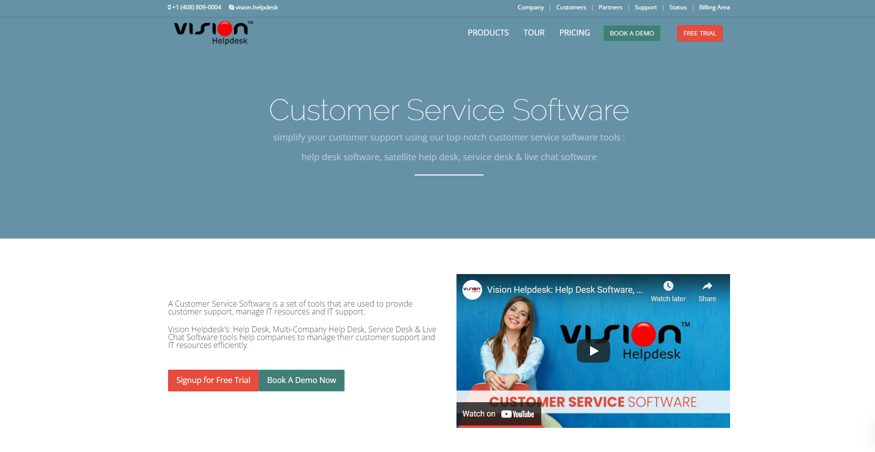Pagina de pornire a sistemului de ticketing help desk Vision Helpdesk