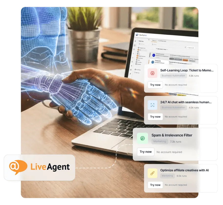 Upgrade LiveAgent trial and get 33% off with AI Agents