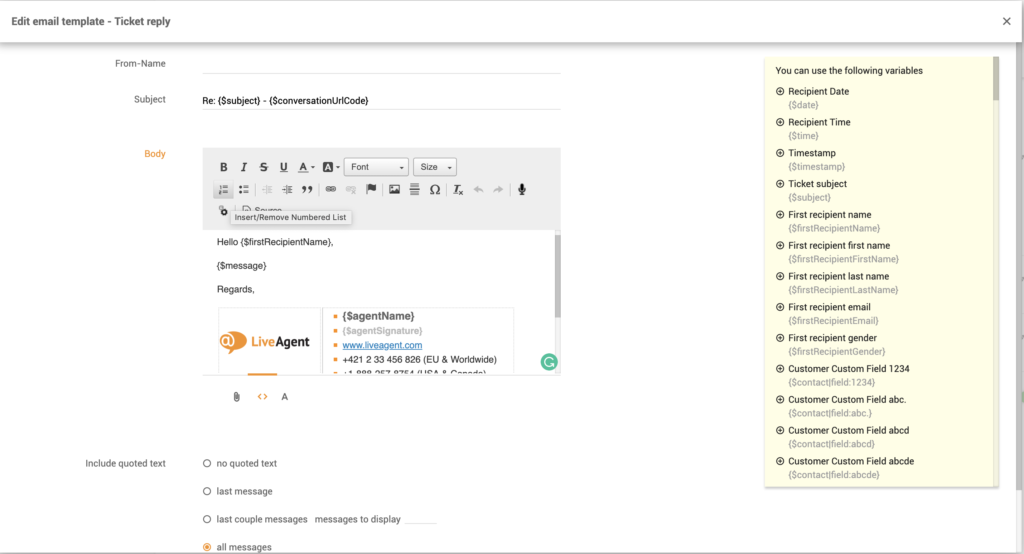 Personalizarea șablonului de email