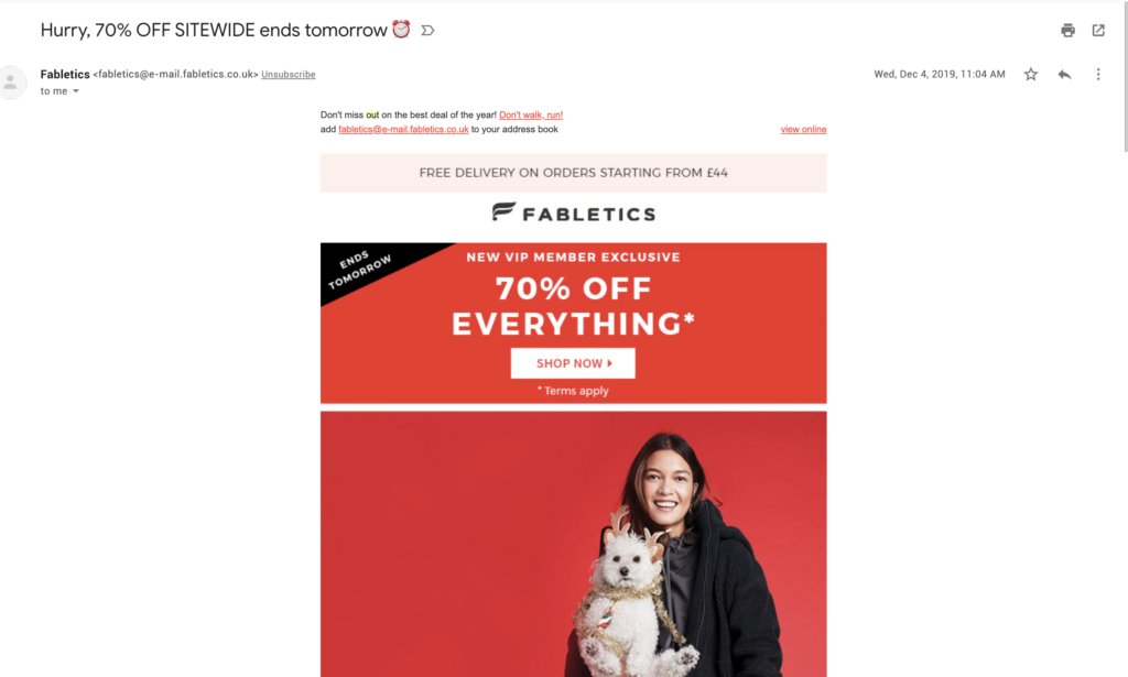 Email de ultima șansă Fabletics