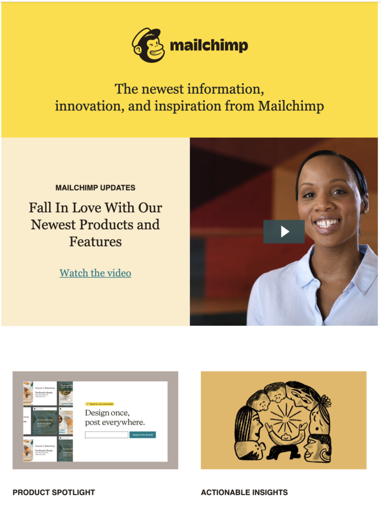 Șablonul de articol de blog nou Mailchimp