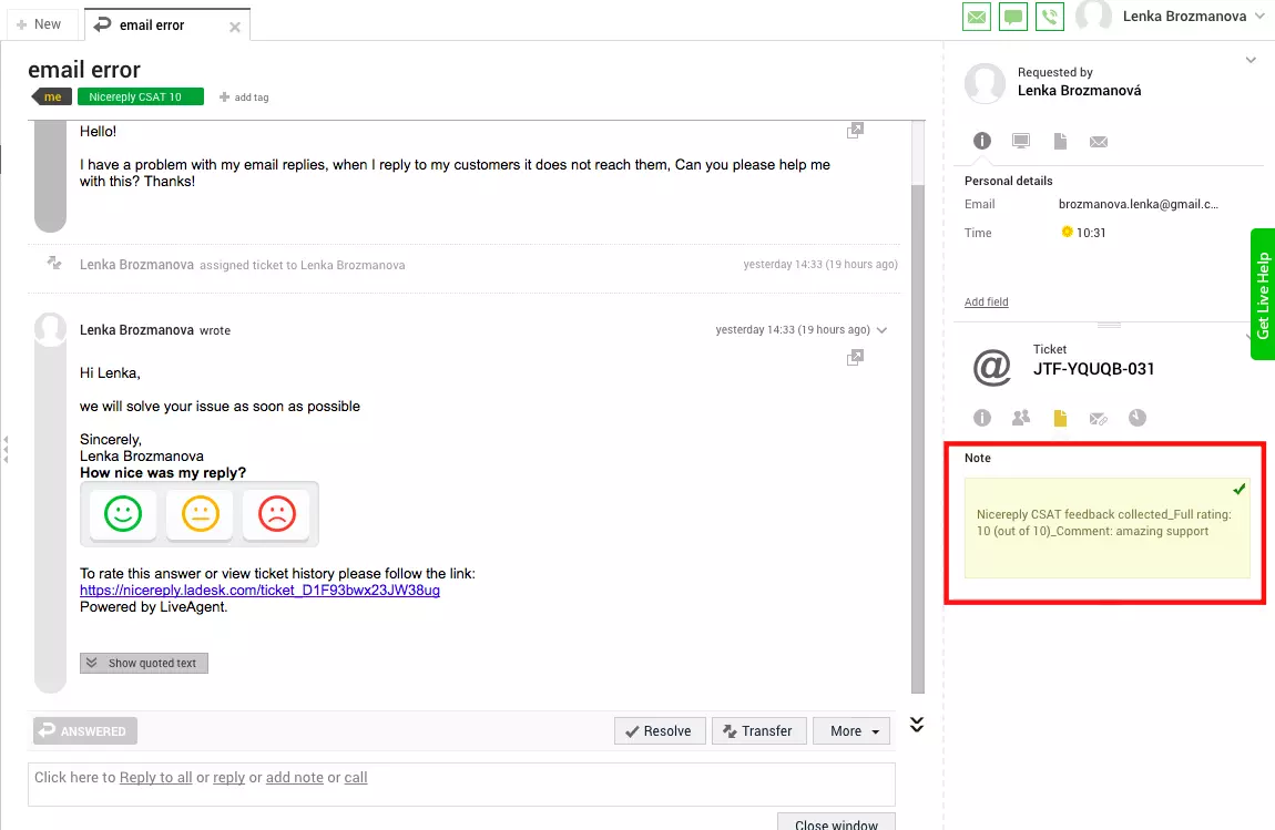 Sondaj client pentru evaluarea agenților