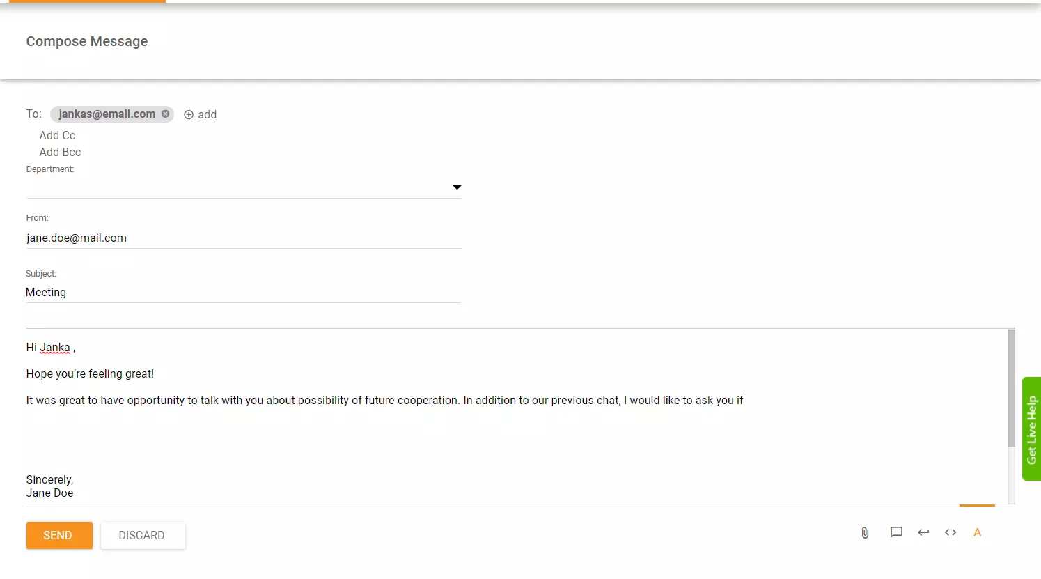 Exemplu de deschidere de email