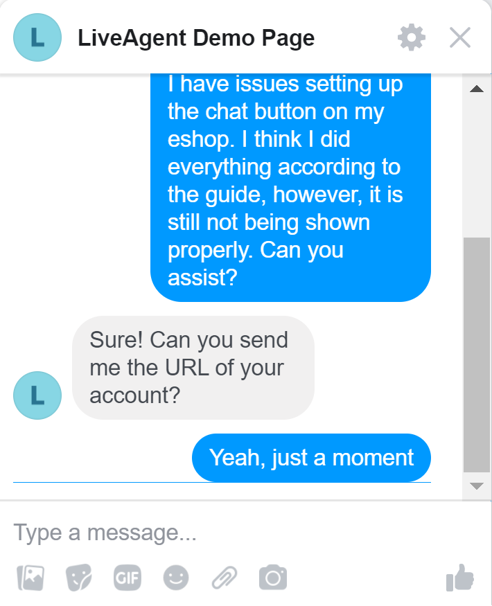 Răspuns pe pagina demo LiveAgent desktop