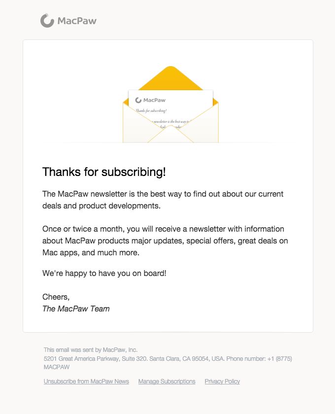 Exemplu de email de mulțumire de bun venit