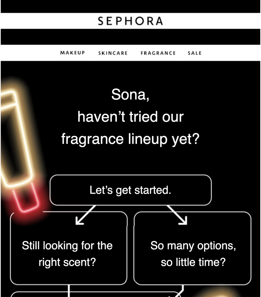 Un e-mail de reactivare de la Sephora