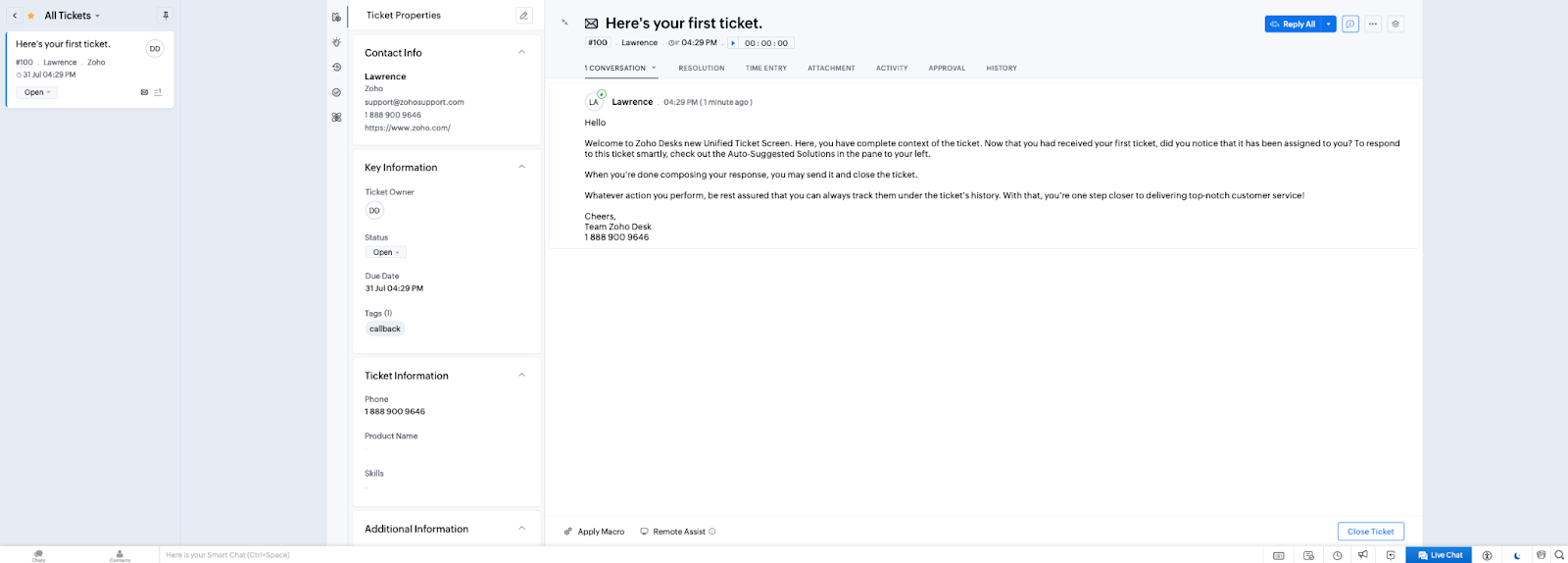 Mediul de Bilete al Zoho Desk